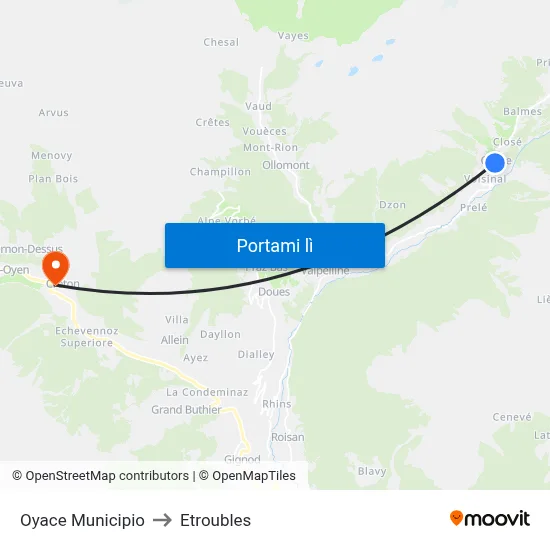 Oyace Municipio to Etroubles map