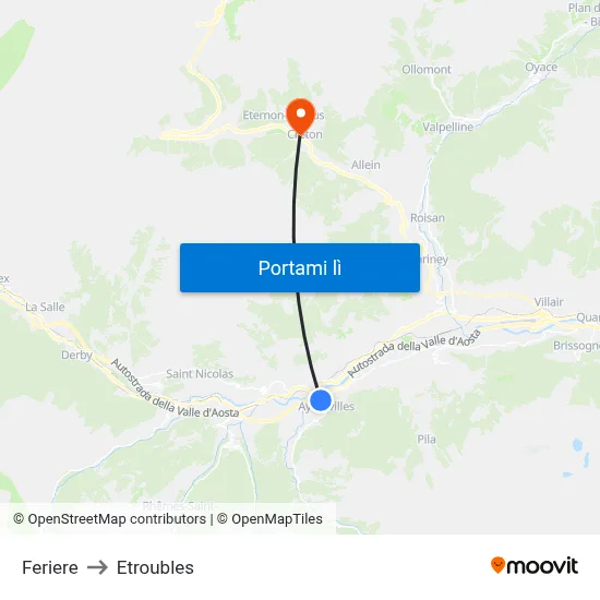 Feriere to Etroubles map