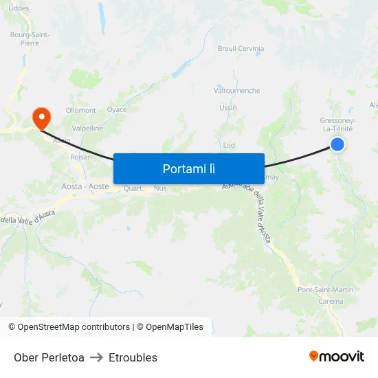 Ober Perletoa to Etroubles map