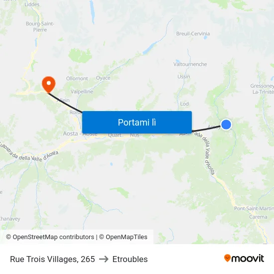 Brusson Lago to Etroubles map