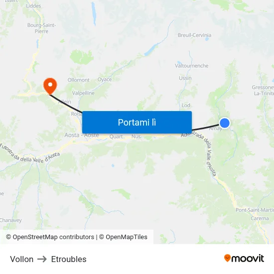 Vollon to Etroubles map