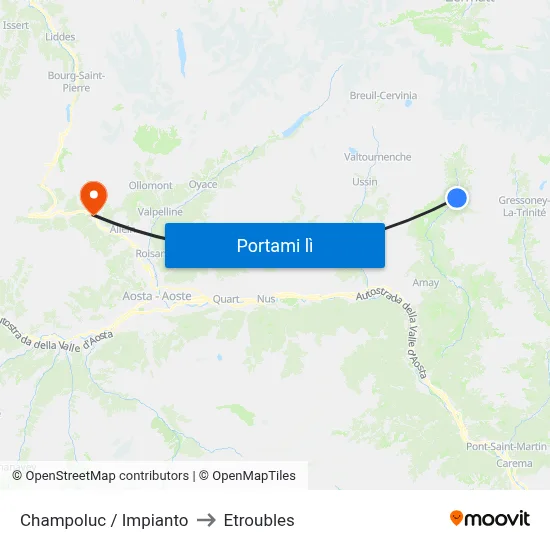 Champoluc / Impianto to Etroubles map