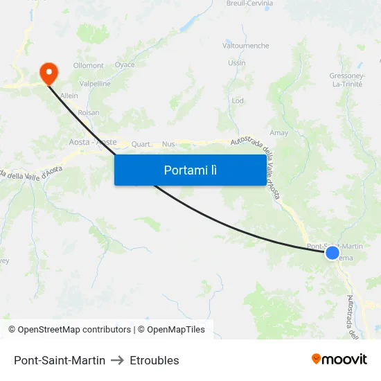 Pont-Saint-Martin to Etroubles map