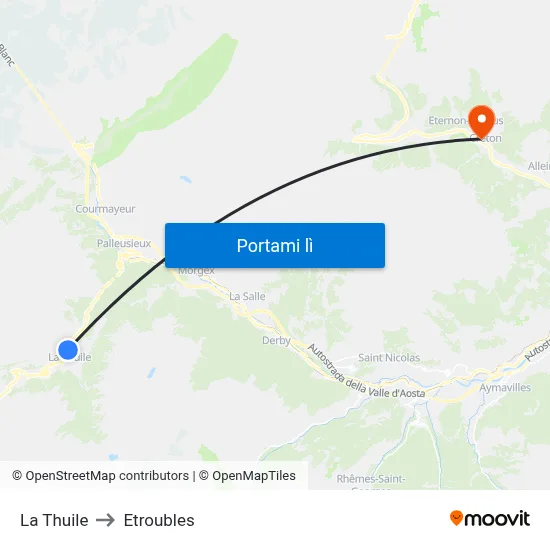 La Thuile to Etroubles map