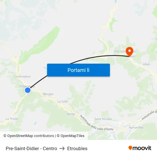 Pre-Saint-Didier - Centro to Etroubles map