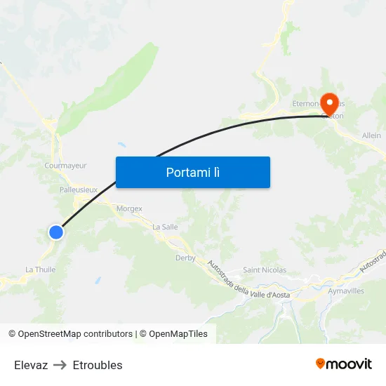Elevaz to Etroubles map