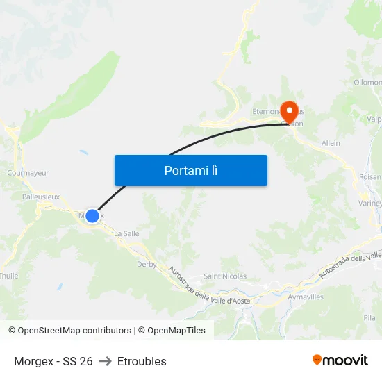 Morgex - SS 26 to Etroubles map