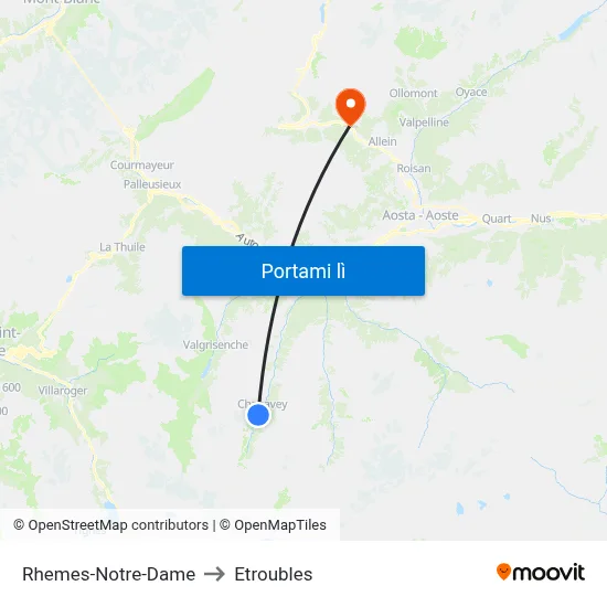 Rhemes-Notre-Dame to Etroubles map