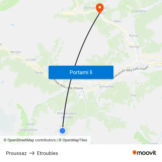 Proussaz to Etroubles map