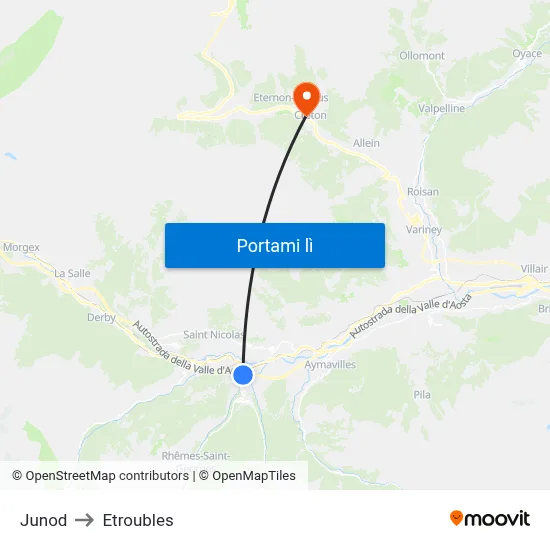 Junod to Etroubles map