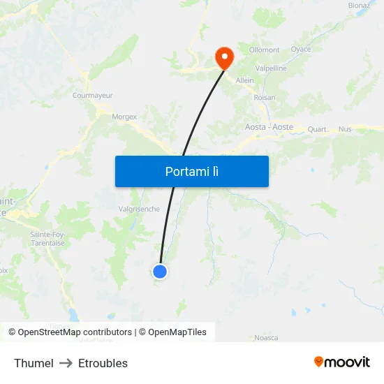 Thumel to Etroubles map