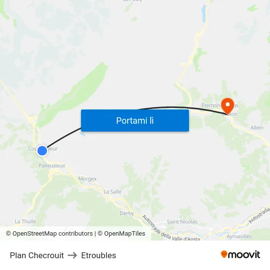 Plan Checrouit to Etroubles map