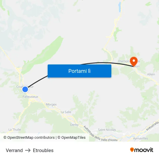 Verrand to Etroubles map