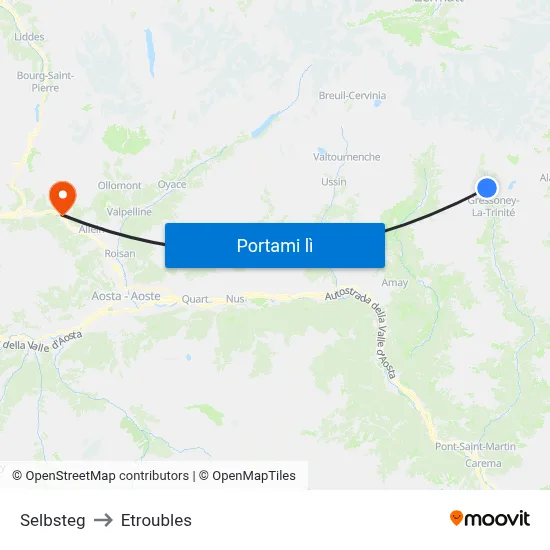 Selbsteg to Etroubles map