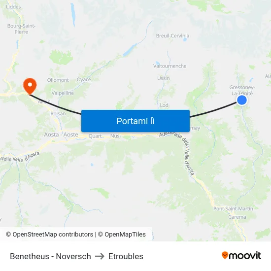 Benetheus - Noversch to Etroubles map