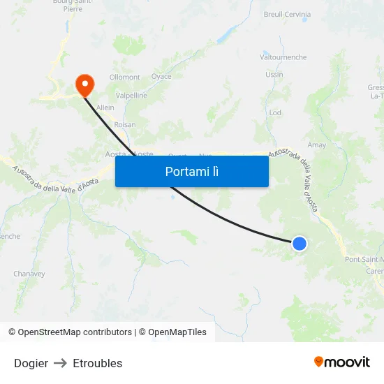 Dogier to Etroubles map