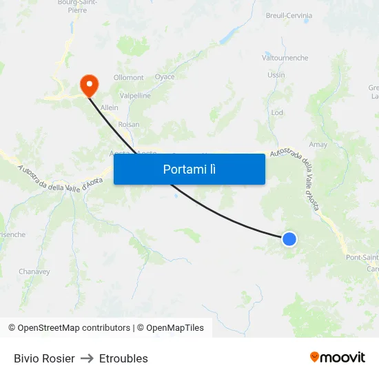 Bivio Rosier to Etroubles map