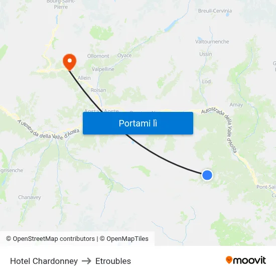 Hotel Chardonney to Etroubles map