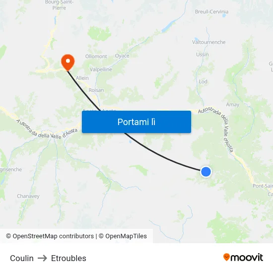 Coulin to Etroubles map