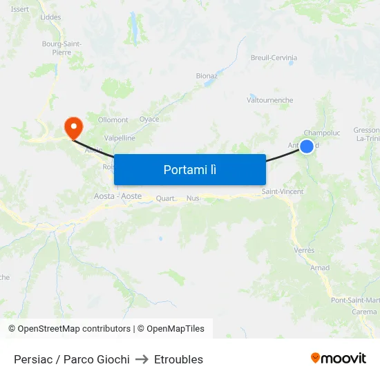 Persiac / Parco Giochi to Etroubles map