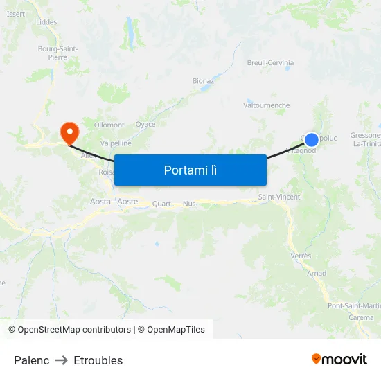 Palenc to Etroubles map