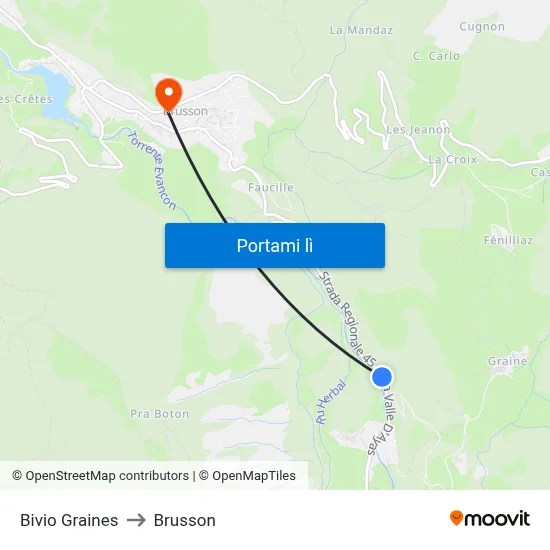 Bivio Graines to Brusson map
