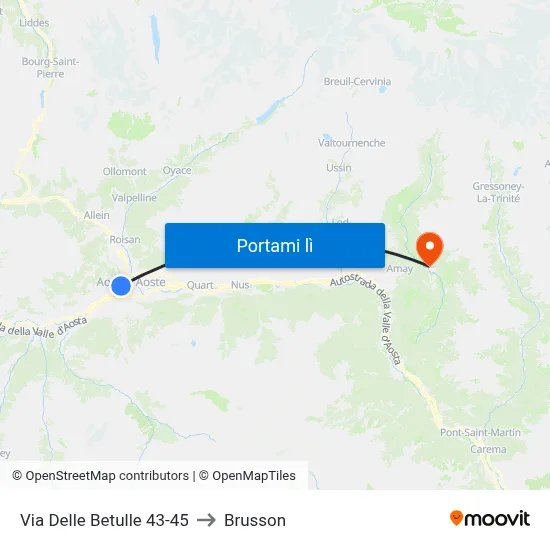 Via Delle Betulle 43-45 to Brusson map