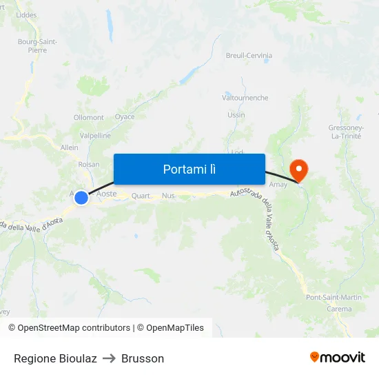 Regione Bioulaz to Brusson map