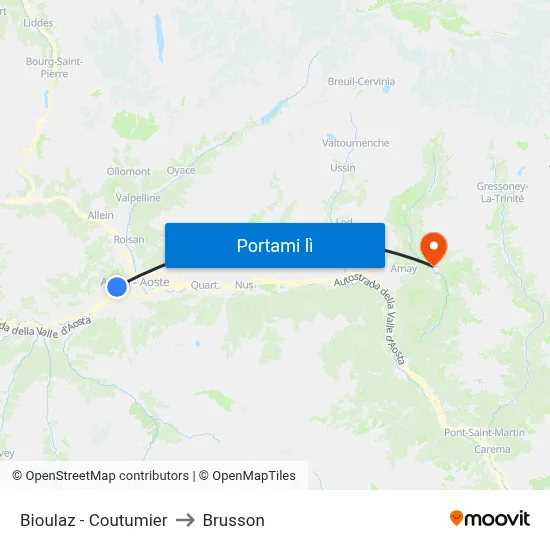 Bioulaz - Coutumier to Brusson map