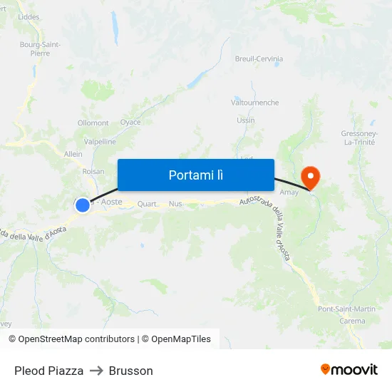 Pleod Piazza to Brusson map