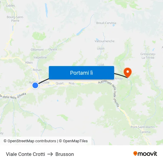 Viale Conte Crotti to Brusson map