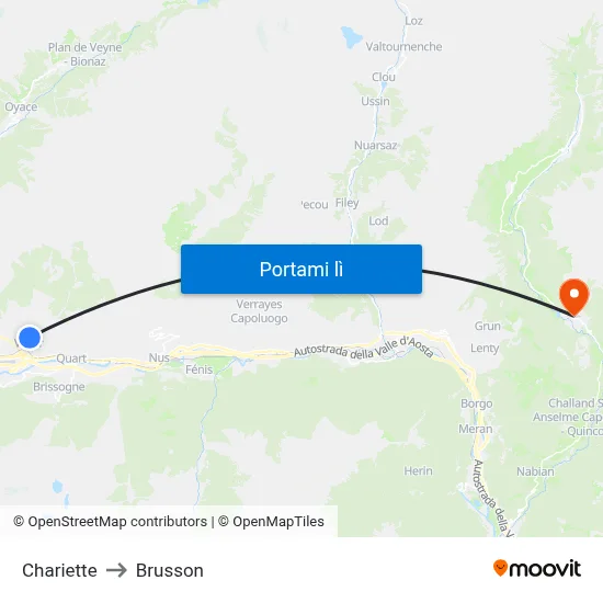 Chariette to Brusson map