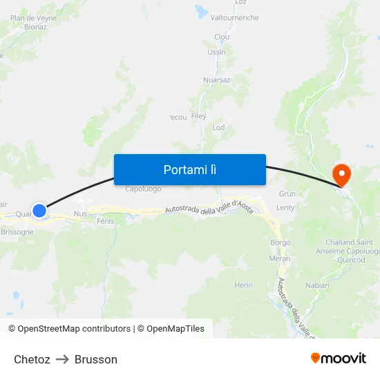 Chetoz to Brusson map