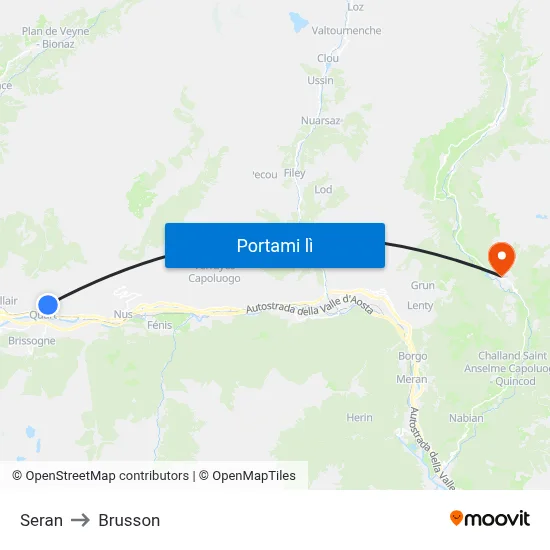 Seran to Brusson map