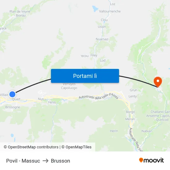 Povil - Massuc to Brusson map