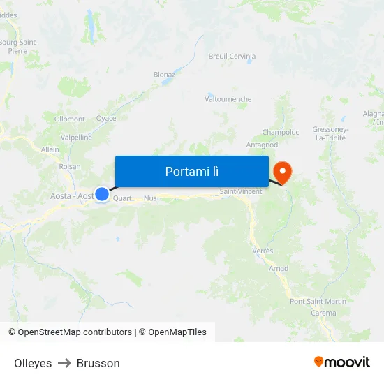 Olleyes to Brusson map