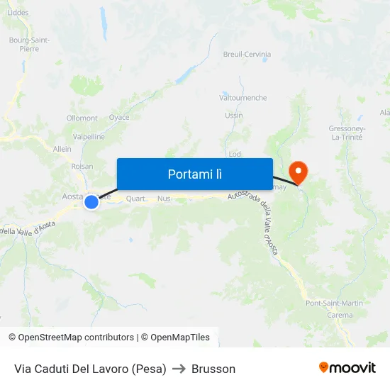 Via Caduti Del Lavoro (Pesa) to Brusson map