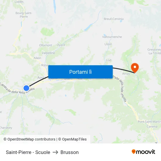 Saint-Pierre - Scuole to Brusson map