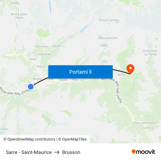 Sarre - Saint-Maurice to Brusson map