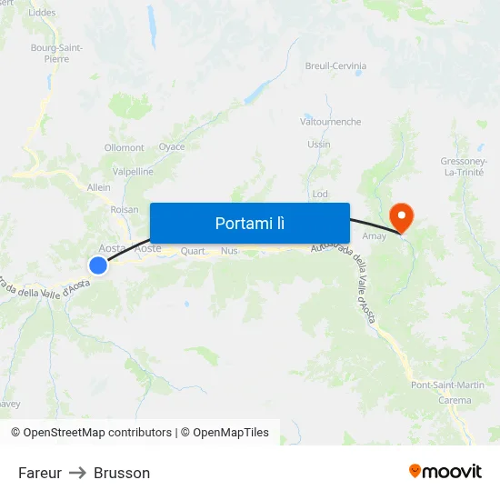 Fareur to Brusson map