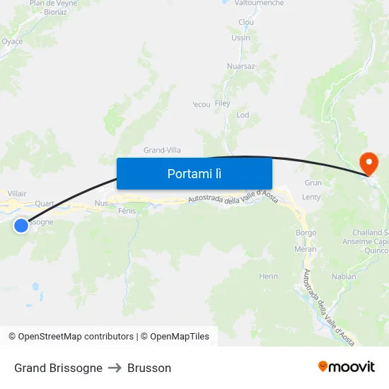 Grand Brissogne to Brusson map