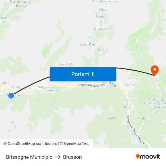 Brissogne Municipio to Brusson map