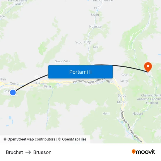 Bruchet to Brusson map