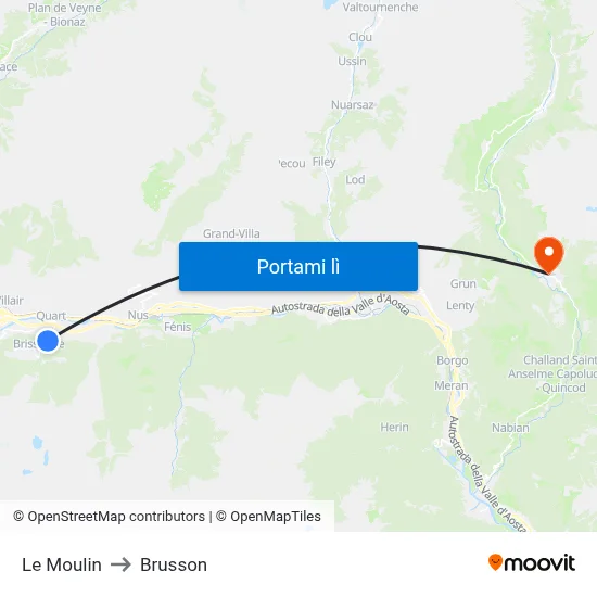 Le Moulin to Brusson map