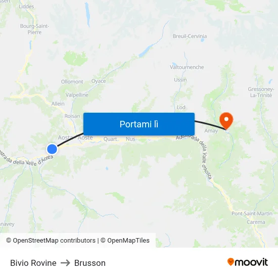 Bivio Rovine to Brusson map