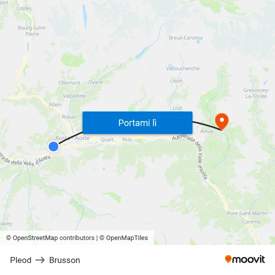 Pleod to Brusson map