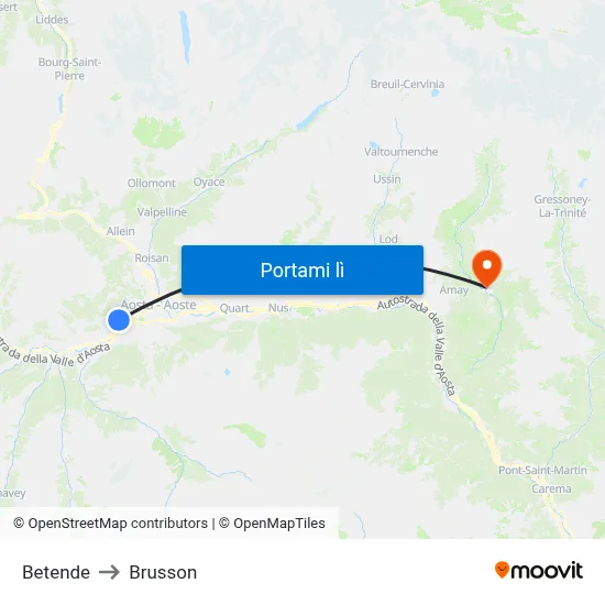 Betende to Brusson map