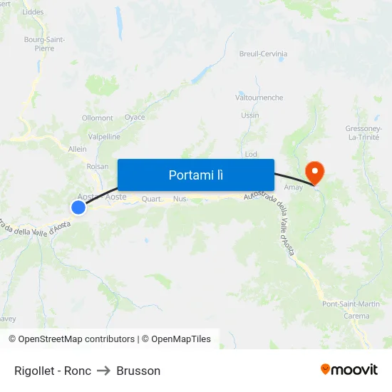 Rigollet - Ronc to Brusson map