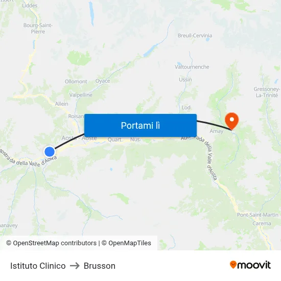 Istituto Clinico to Brusson map