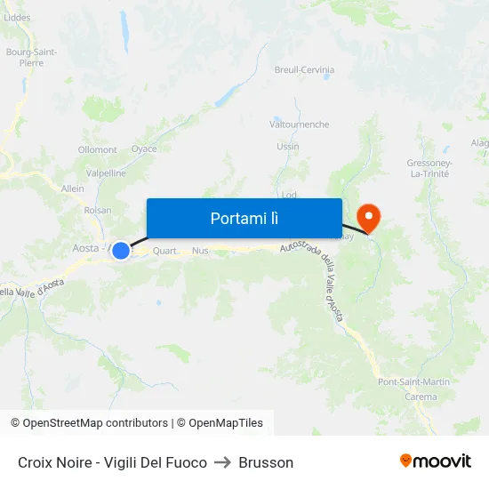 Croix Noire - Vigili Del Fuoco to Brusson map